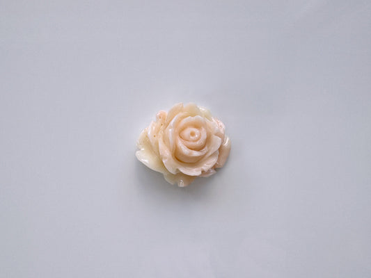 Natural Deep Sea Coral Rose Carving Loose, Natural Pale White Pink Color Coral, 29x24mm, Flat Back, For Jewelry Making, Hand Carved