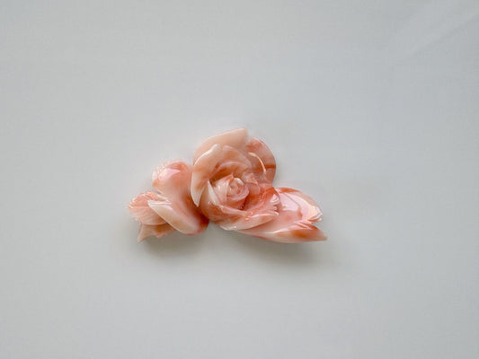 Natural Deep Sea Coral Rose Carving Loose, 40x24mm, Natural Pink/Orange Color Coral Flower Carving, Flat Back, For Jewelry Making
