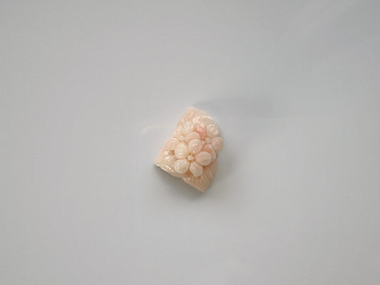 Natural Deep Sea Coral carved loose, White/Slightly Pink Coral Carving, Sakura, Cherry blossom, Natural color coral loose, For Jewelrymaking