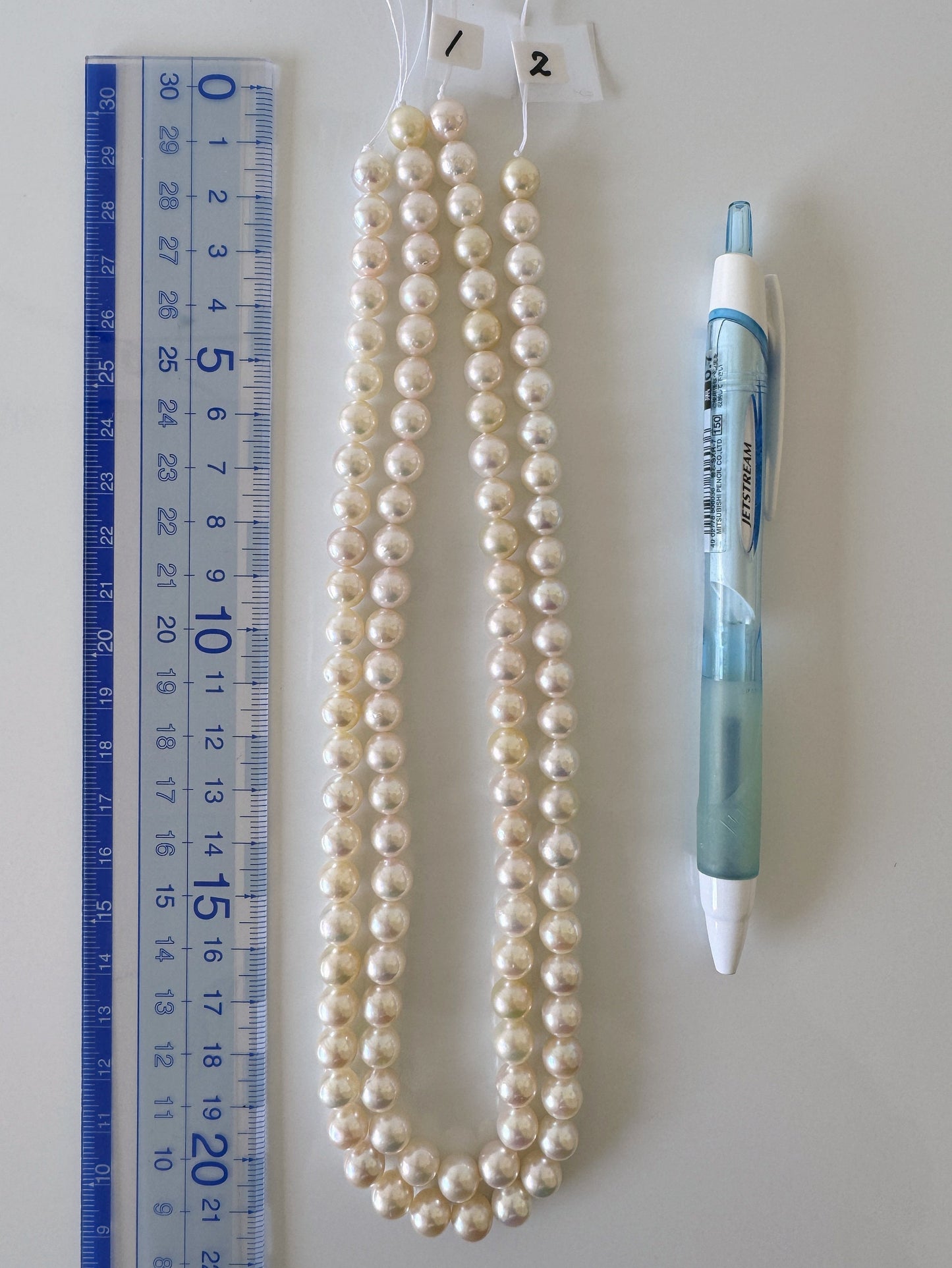 7.5-8mm Japanese White Akoya Pearl Beads, Genuine Akoya Pearl, Full Strand, 40cm , 15.7", Salt water pearl