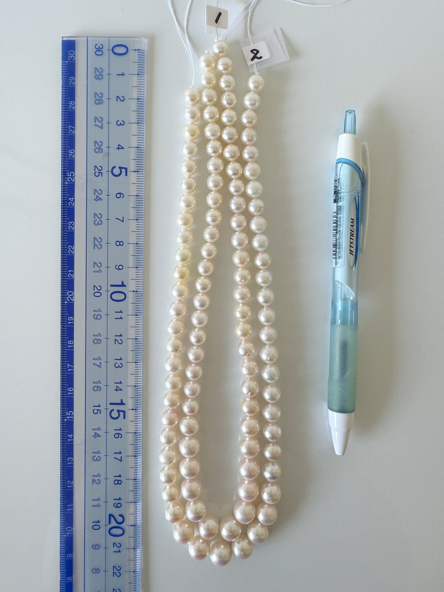 7-9mm Japanese White Akoya Pearl Beads, Genuine Akoya Pearl, Full Strand, 40cm , 15.7", Salt water pearl