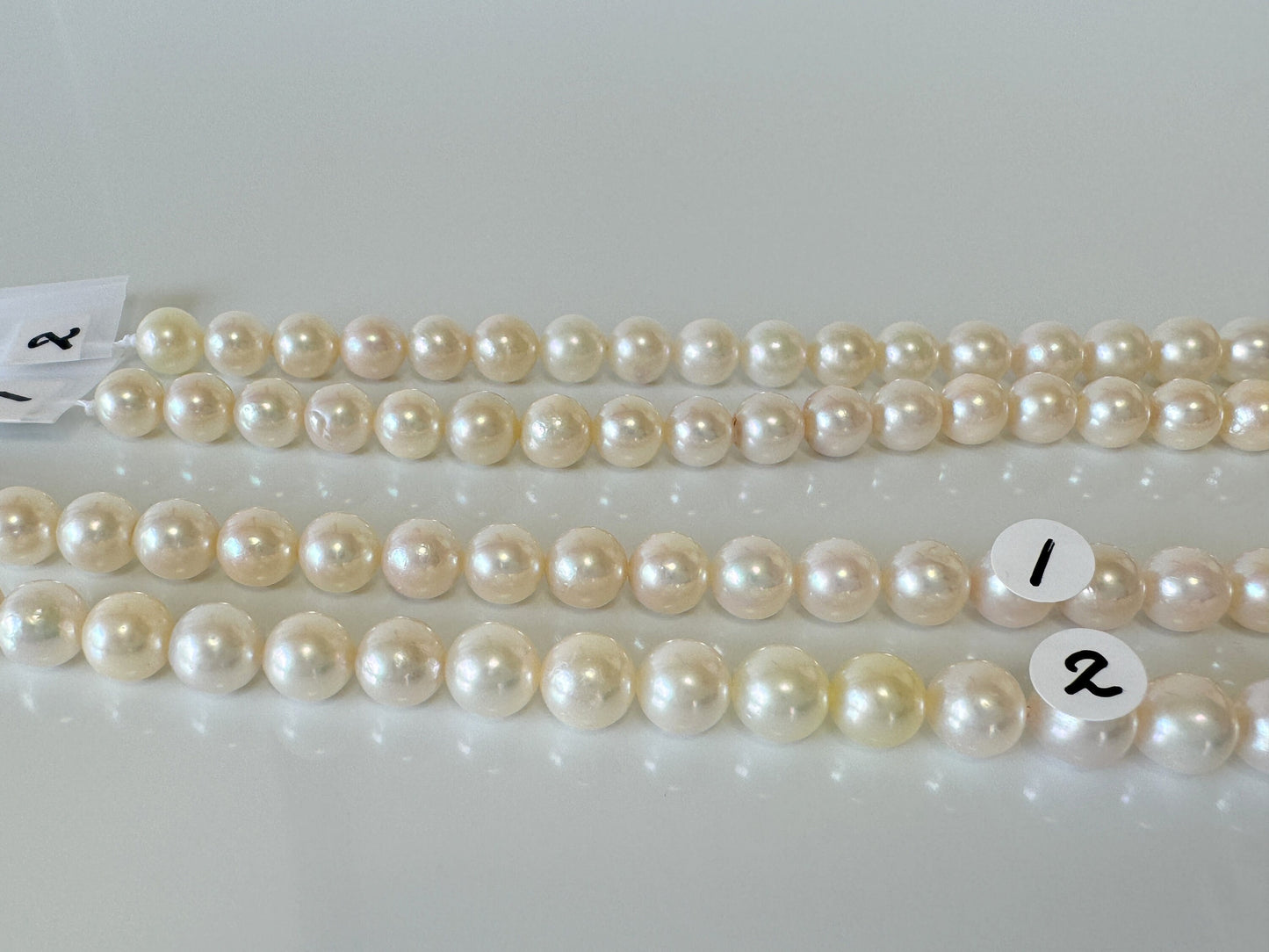 7-9mm Japanese White Akoya Pearl Beads, Genuine Akoya Pearl, Full Strand, 40cm , 15.7", Salt water pearl