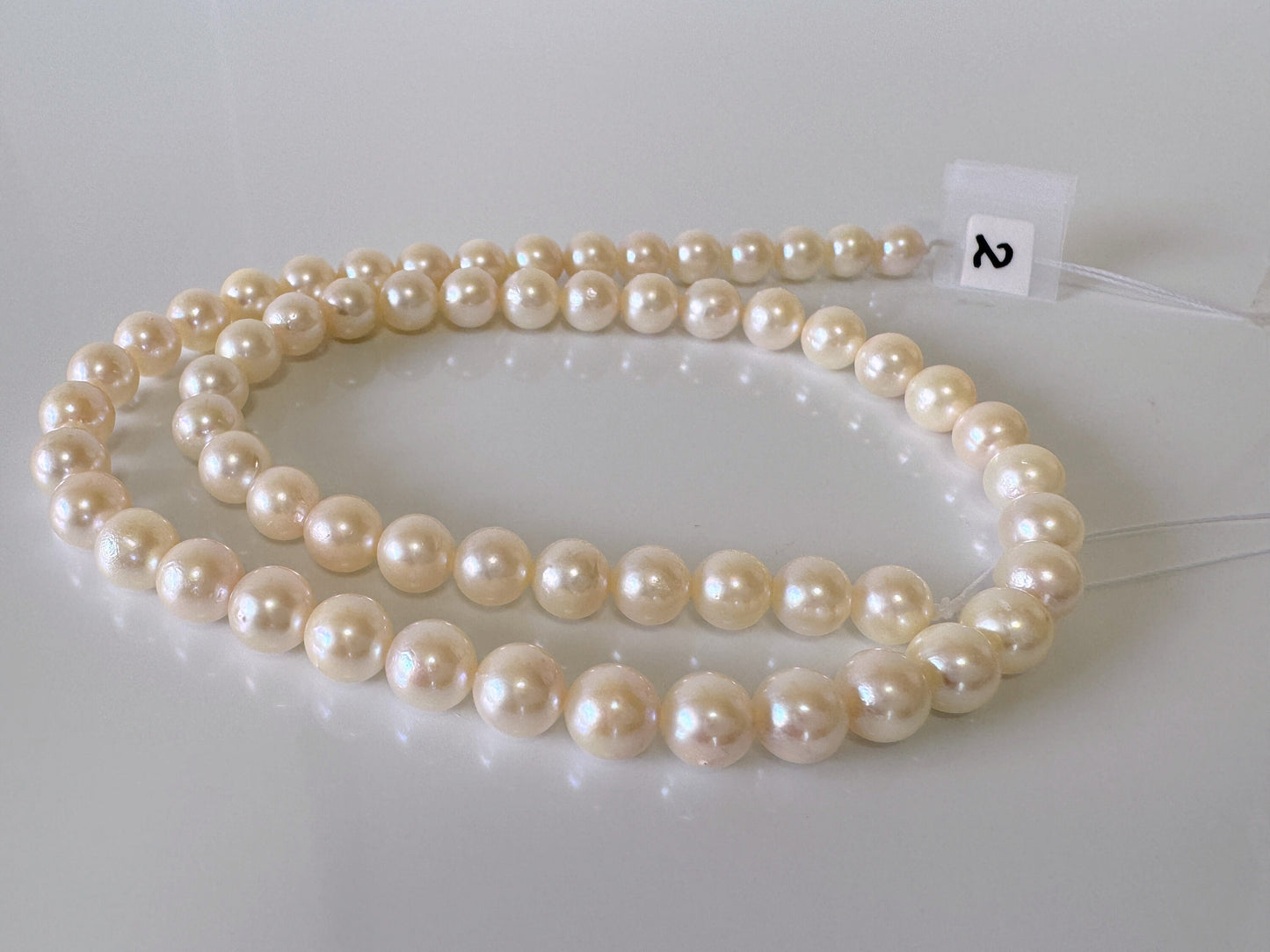 6.5-7mm Japanese Cream White/Off-white  Akoya Pearl Beads, Genuine Akoya Pearl, Full Strand, 40cm , 15.7", Cultured Salt water pearl