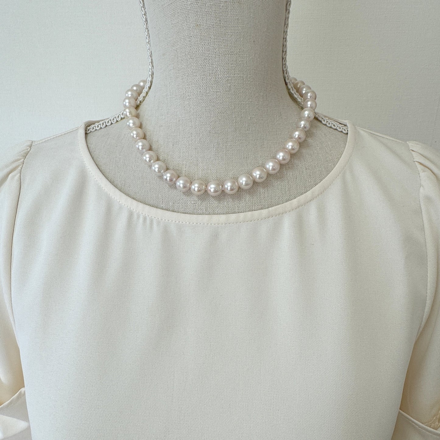 9.5-10mm Japanese Akoya Pearl Necklace with Silver Clasp, Genuine Akoya Pearl Beads Necklace, 42.5cm, 16.7in, Cultured Salt water pearl