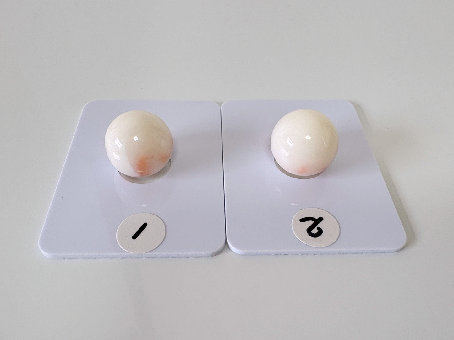 12.2-12.4mm Natural Deep Sea Coral Round Loose, Half-drilled Hole, White/Orange Coral, For Jewelry Making, Natural Color, Price per Piece