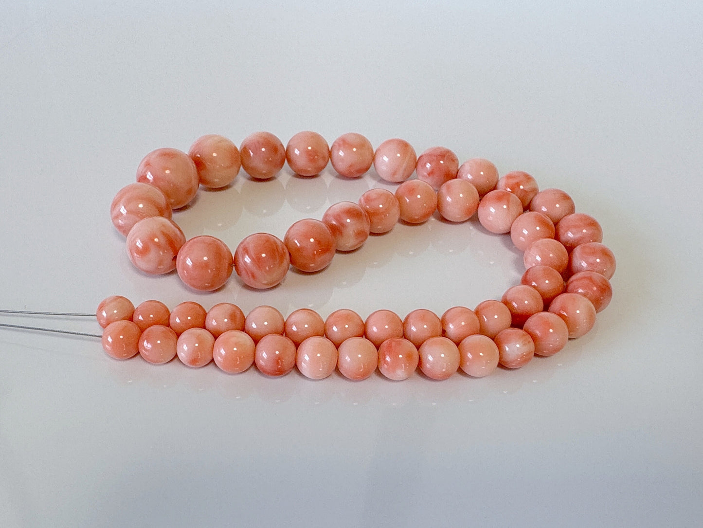 Natural Deep Sea Coral 6.3-12.9mm Round Beads Gradation Strand, Genuine Natural Pink / Orange Color Coral, 41cm, 16.1inches