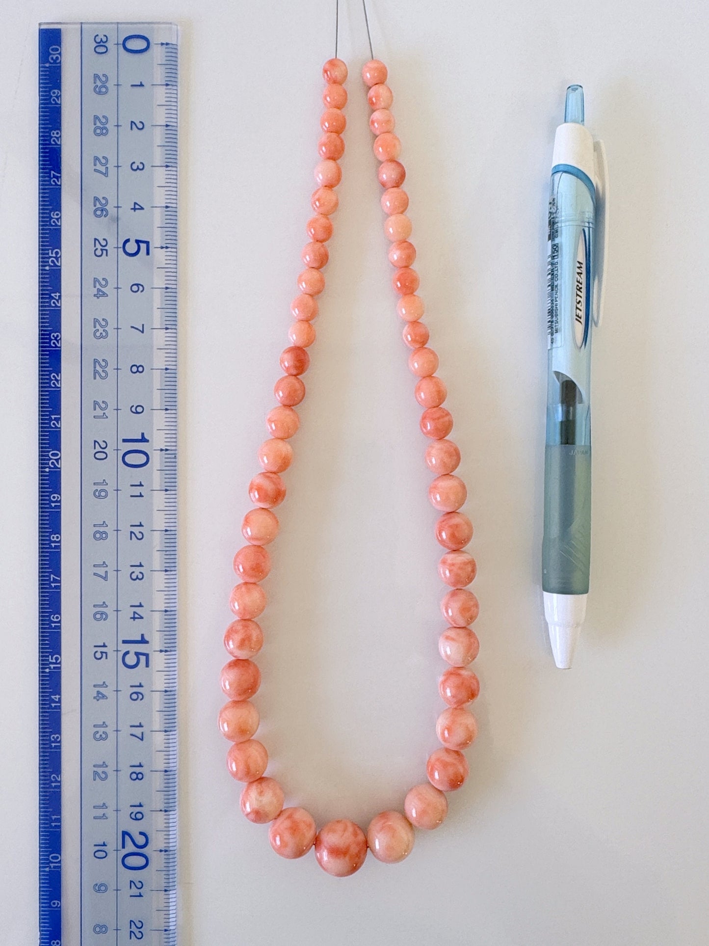 Natural Deep Sea Coral 6.3-12.9mm Round Beads Gradation Strand, Genuine Natural Pink / Orange Color Coral, 41cm, 16.1inches