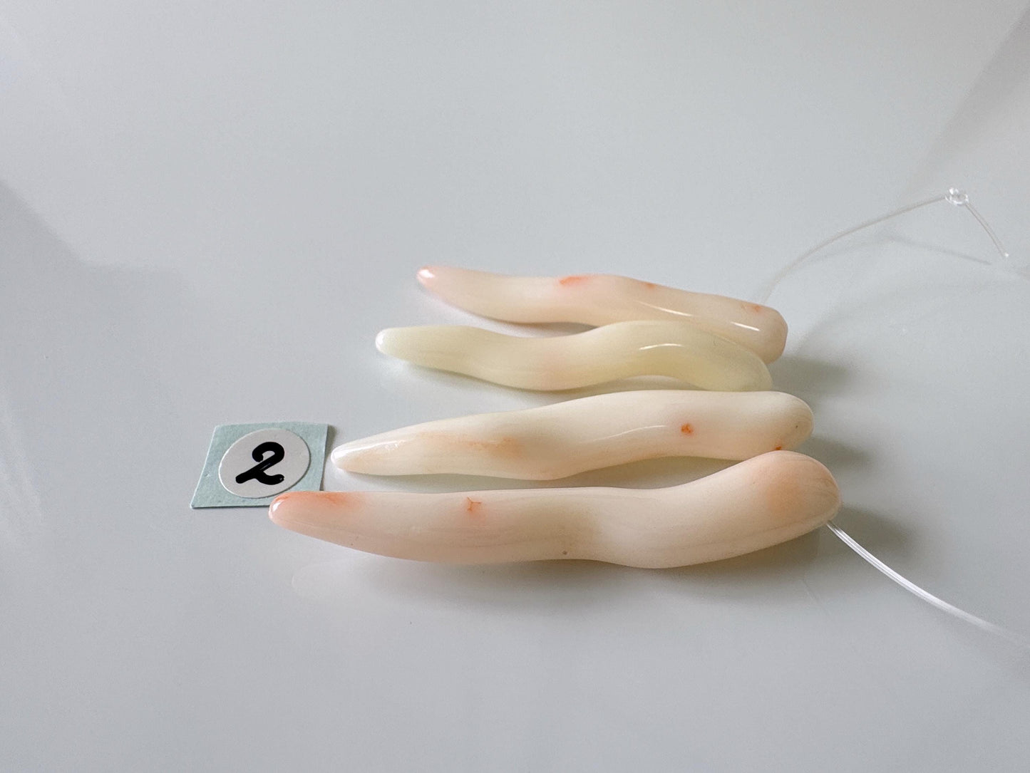 Natural white pink coral, Full-hole of 4 pieces, Value price, Natural color coral, for jewelry making