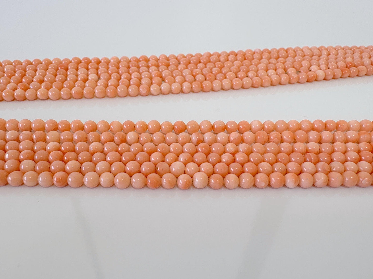 Natural Deep Sea Coral 3.3-3.4mm Round Beads Strand, Genuine Natural Pink / Orange Color, 45cm, 17.7in, For Jewelry Making