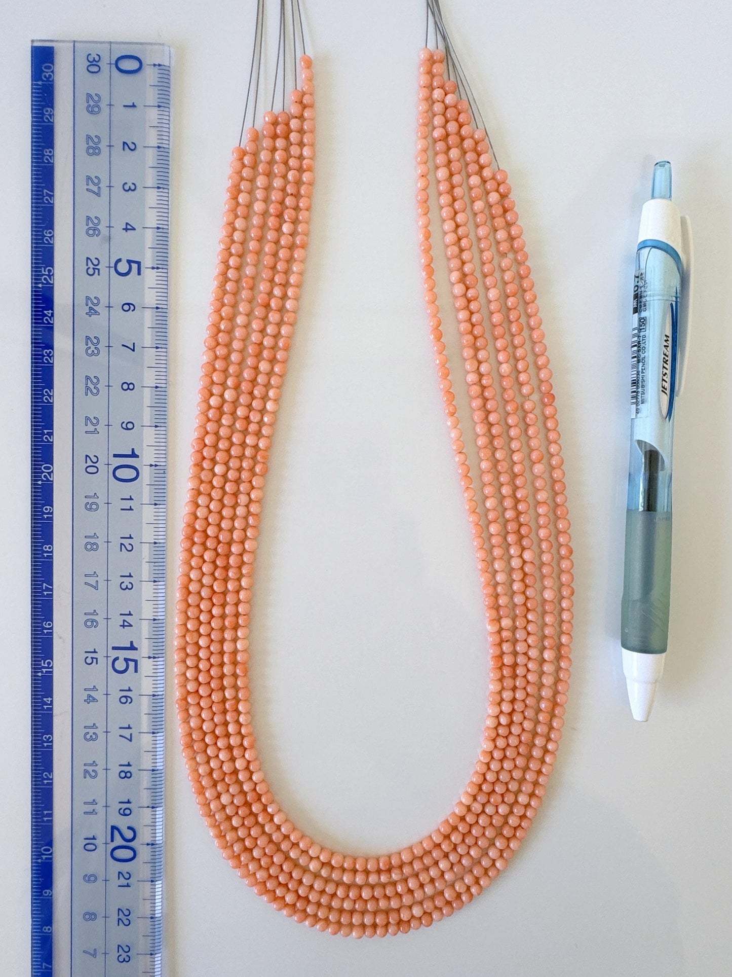 Natural Deep Sea Coral 3.3-3.4mm Round Beads Strand, Genuine Natural Pink / Orange Color, 45cm, 17.7in, For Jewelry Making