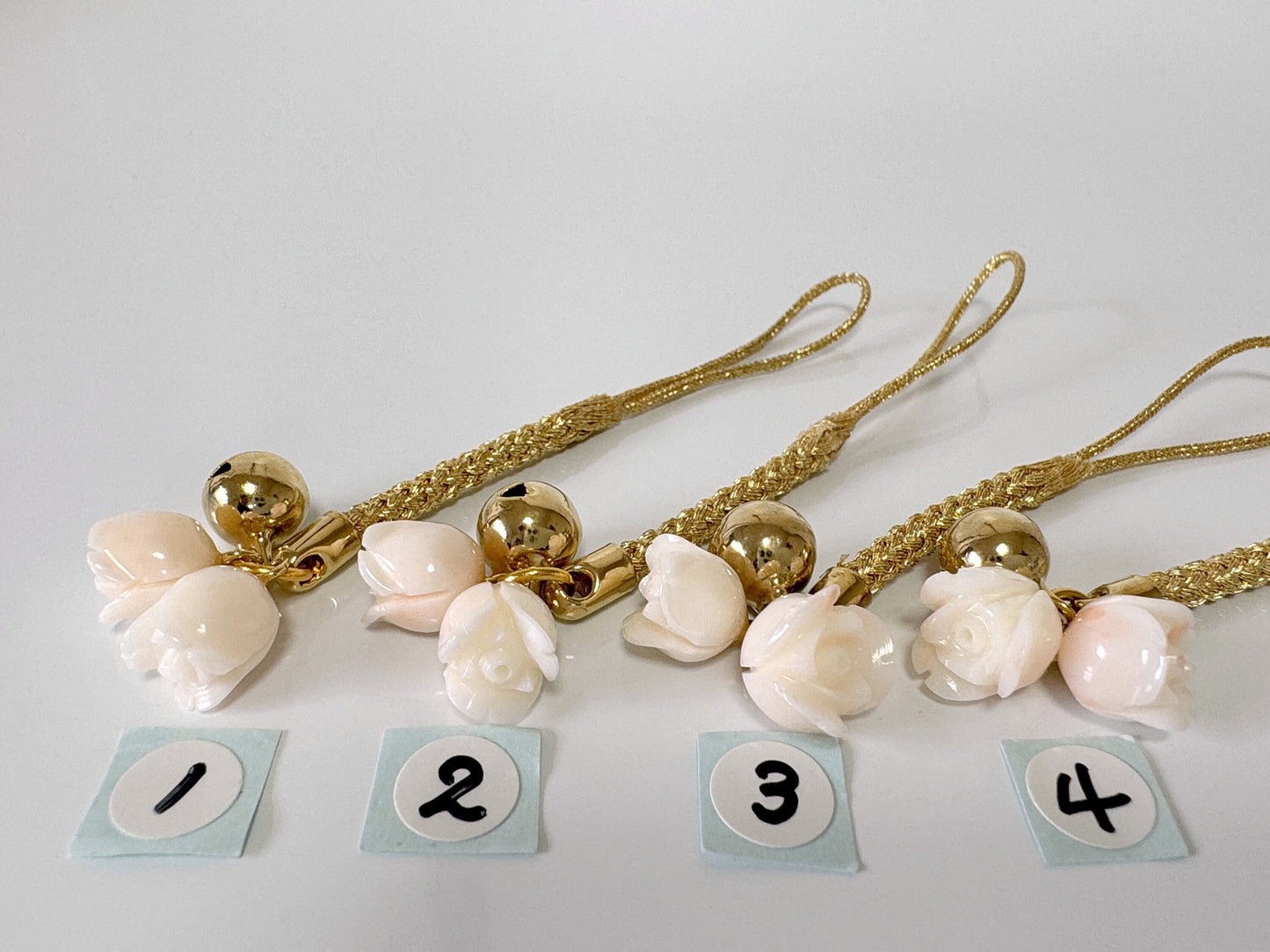 Lucky charm, Natural Deep sea Midway coral Rose Buds key strap, Netsuke strap, Natural color precious coral