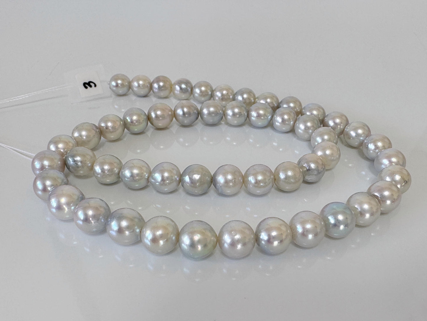 8-8.5mm Japanese Akoya Pearl Beads, Natural Blue/Silver color pearl, Genuine Akoya Pearl, Full Strand 40cm , 15.7", Salt water pearl