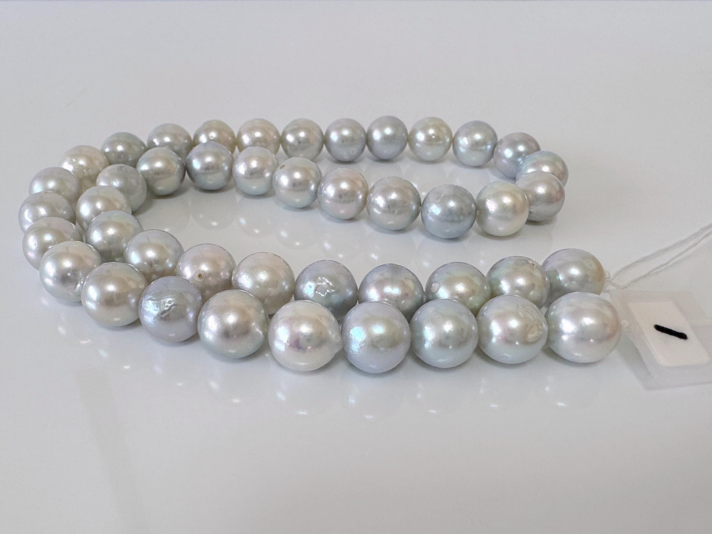 9-9.5.5mm Japanese Akoya Pearl Beads, Natural Blue/Silver color pearl, Genuine Akoya Pearl, Full Strand 40cm , 15.7", Salt water pearl