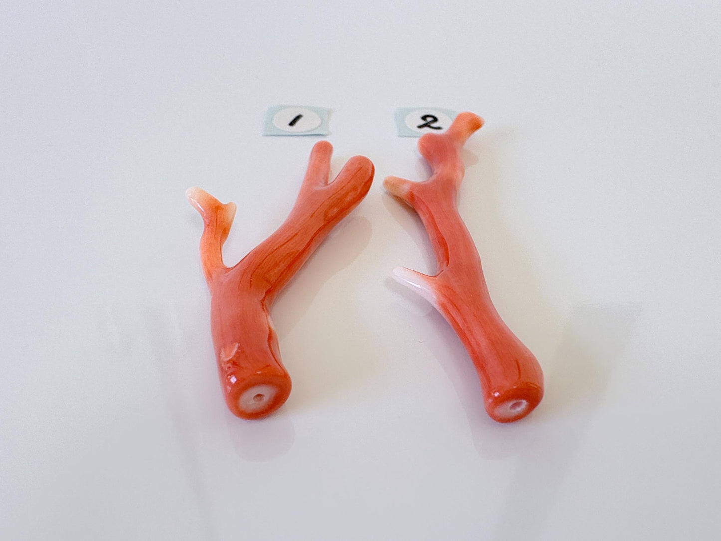 Natural Japanese Momo Coral, Orange Color, Hole on Top, 50-57mm, Genuine Precious Coral, For Jewelry Making, Price per Piece