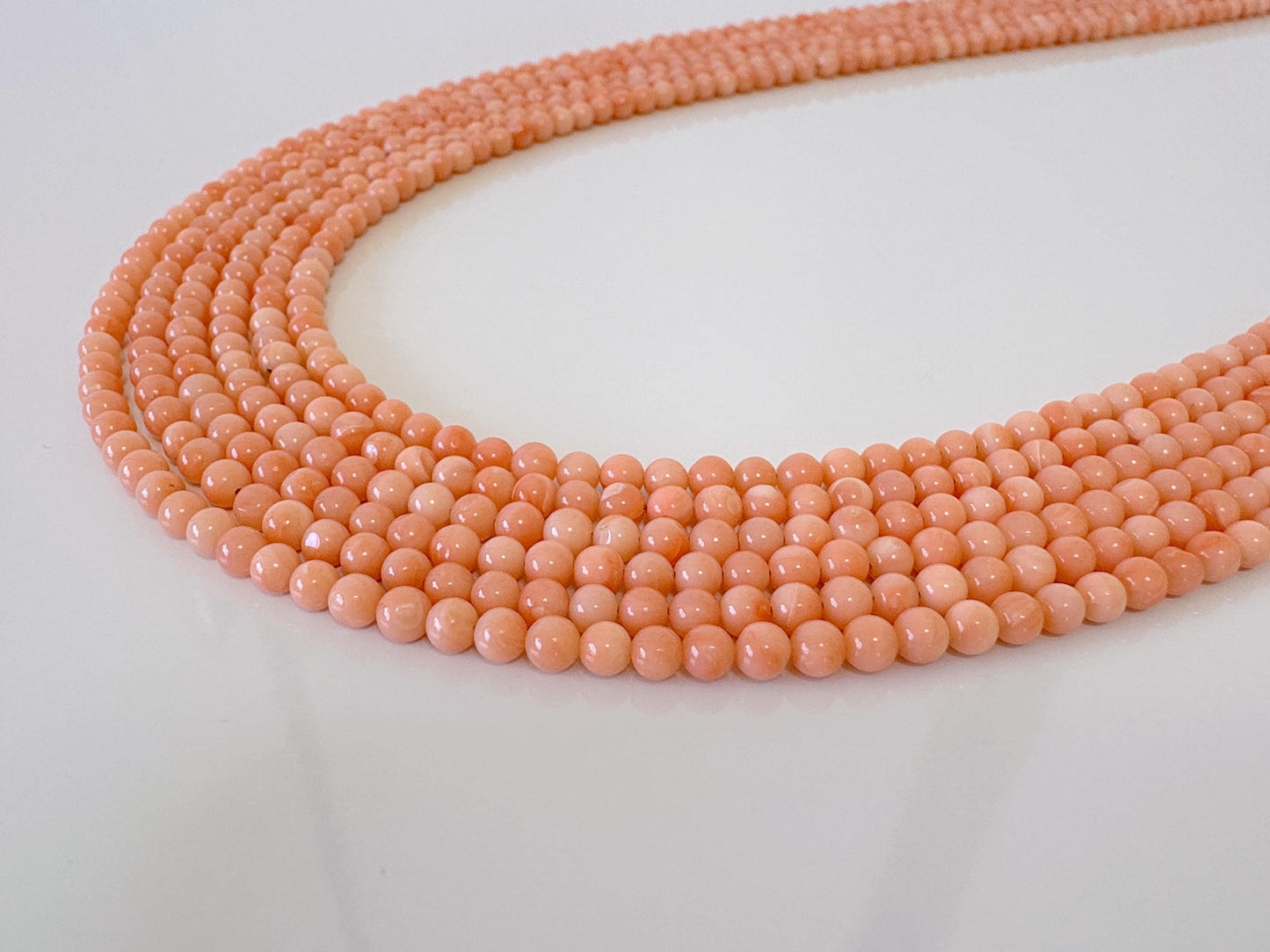 Natural Deep Sea Coral 3.3-3.4mm Round Beads Strand, Genuine Natural Pink / Orange Color, 45cm, 17.7in, For Jewelry Making