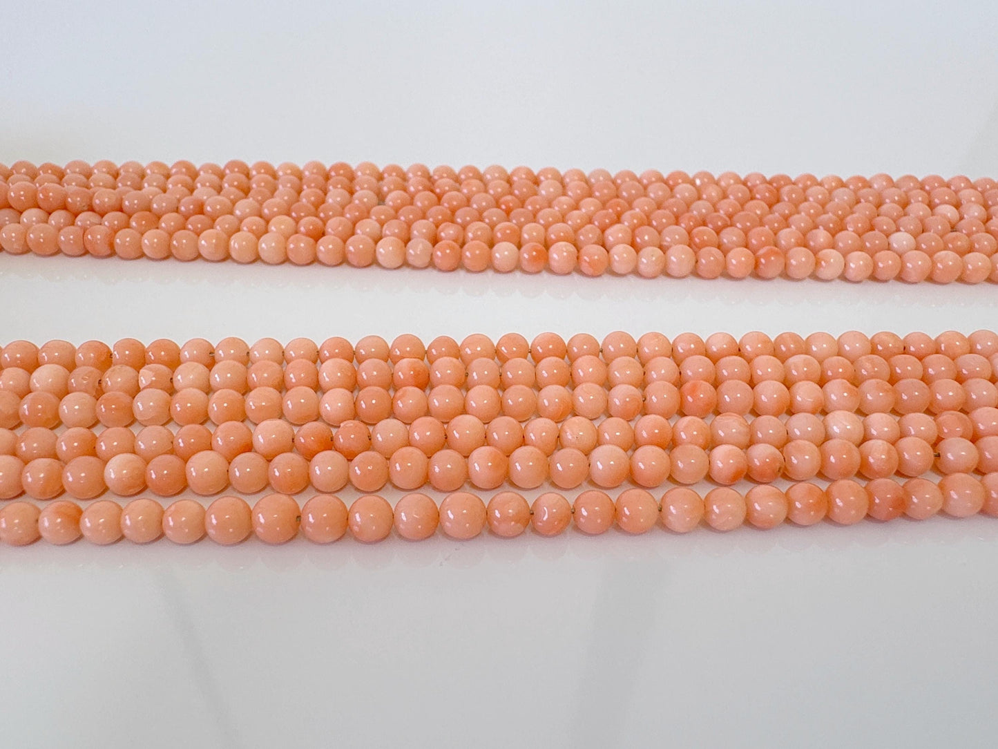 Natural Deep Sea Coral 3.3-3.4mm Round Beads Strand, Genuine Natural Pink / Orange Color, 45cm, 17.7in, For Jewelry Making