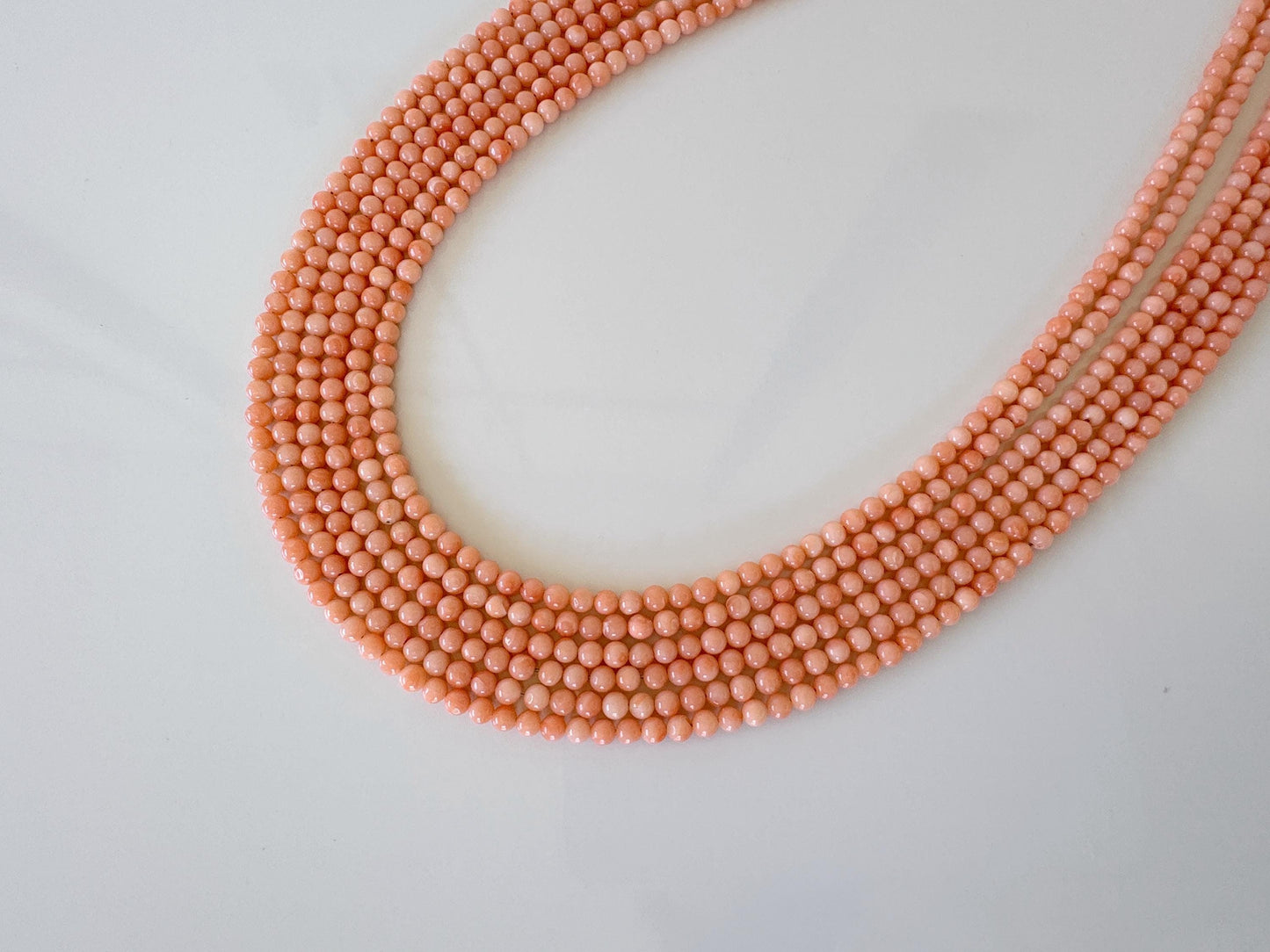 Natural Deep Sea Coral 3.3-3.4mm Round Beads Strand, Genuine Natural Pink / Orange Color, 45cm, 17.7in, For Jewelry Making