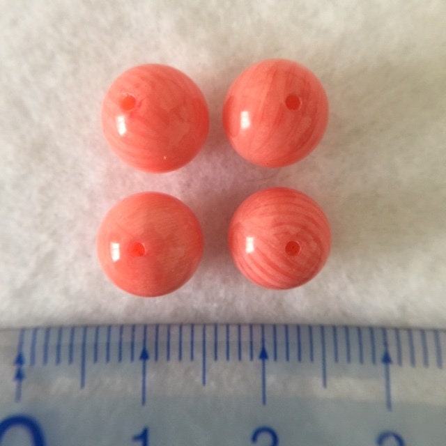 Round pink coral (bamboo coral ) 8-8.5mm for 4pcs, half-drilled hole, For jewelry making (colored)