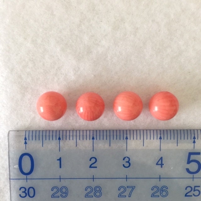 Round pink coral (bamboo coral ) 8-8.5mm for 4pcs, half-drilled hole, For jewelry making (colored)