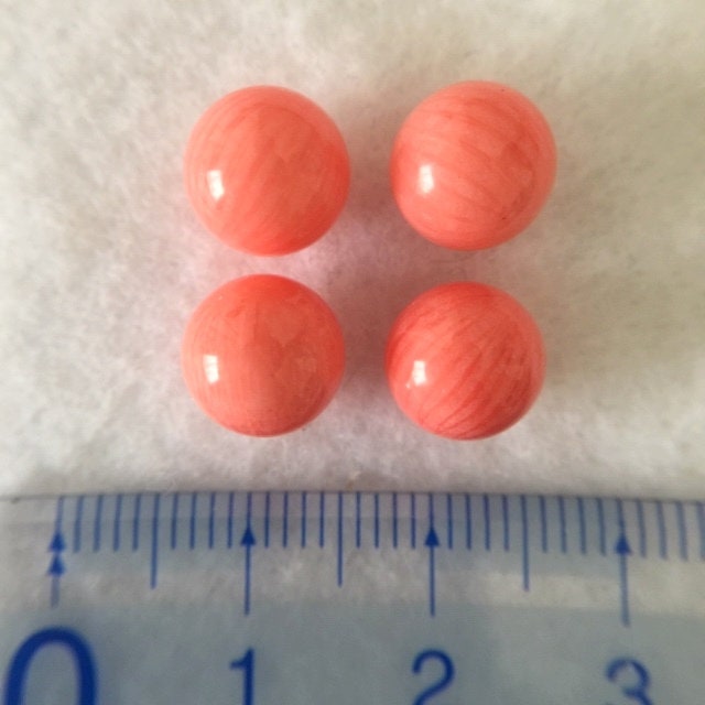 Round pink coral (bamboo coral ) 8-8.5mm for 4pcs, half-drilled hole, For jewelry making (colored)