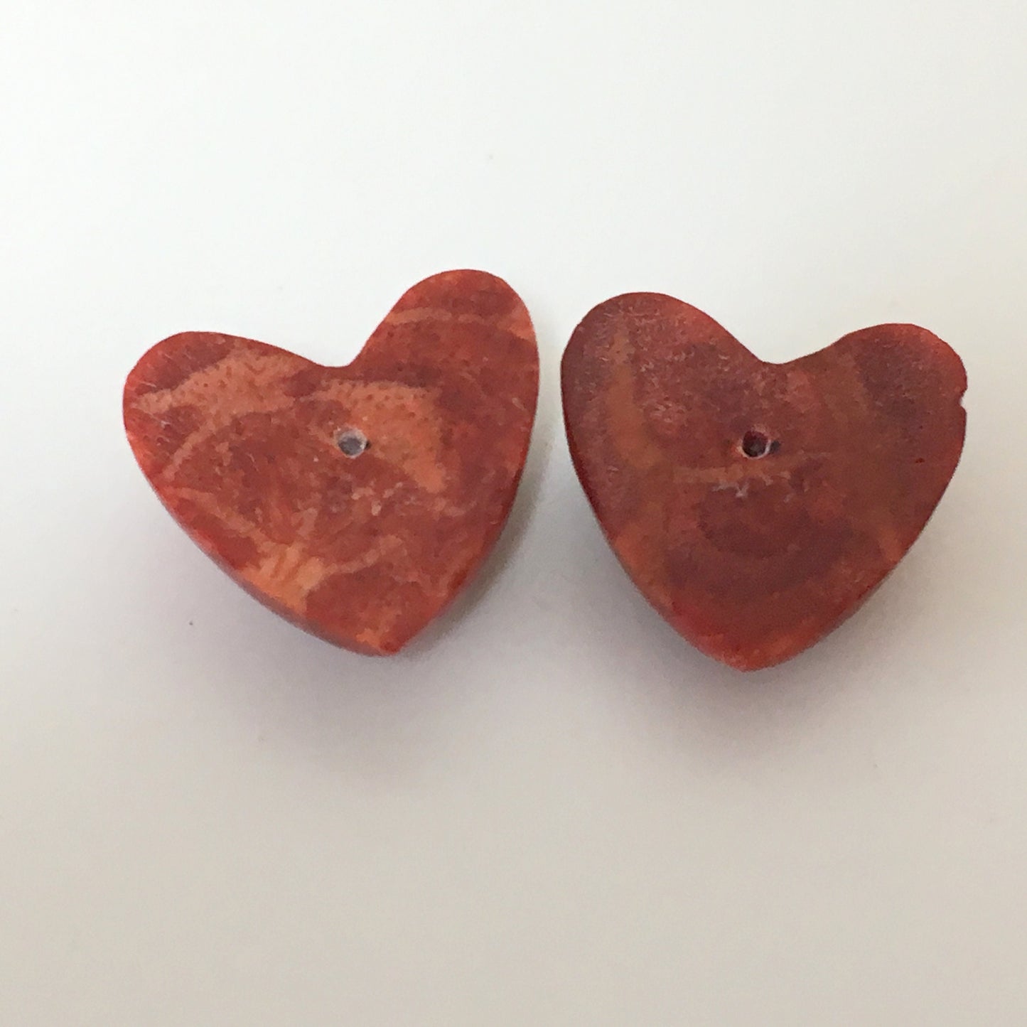 Natural Sponge Coral 18mm heart pair loose,  Apple coral heart loose,  For jewelry making, Price per pair