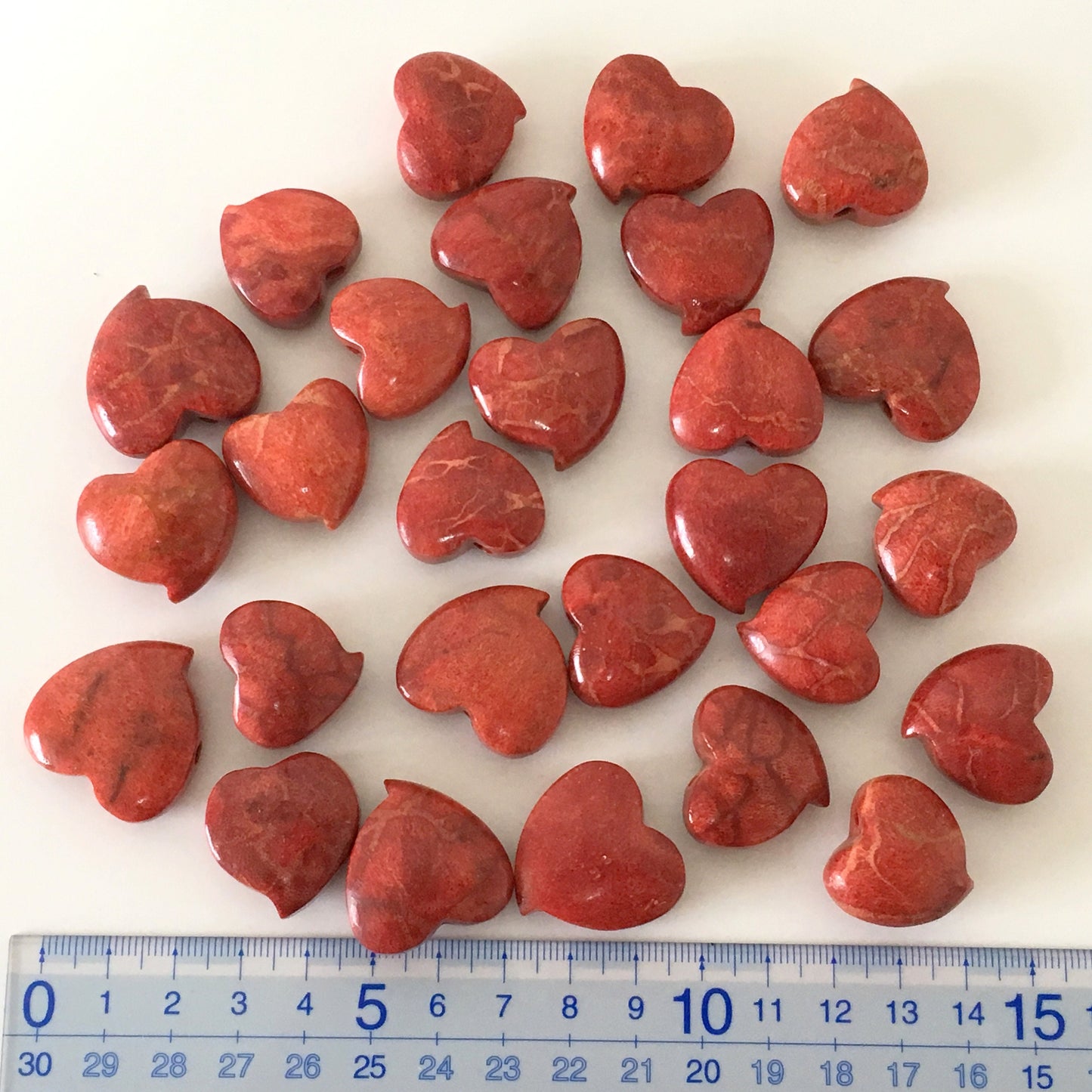 Natural sponge coral heart loose 6-8g, Apple coral heart loose, For jewelry making, Price per piece