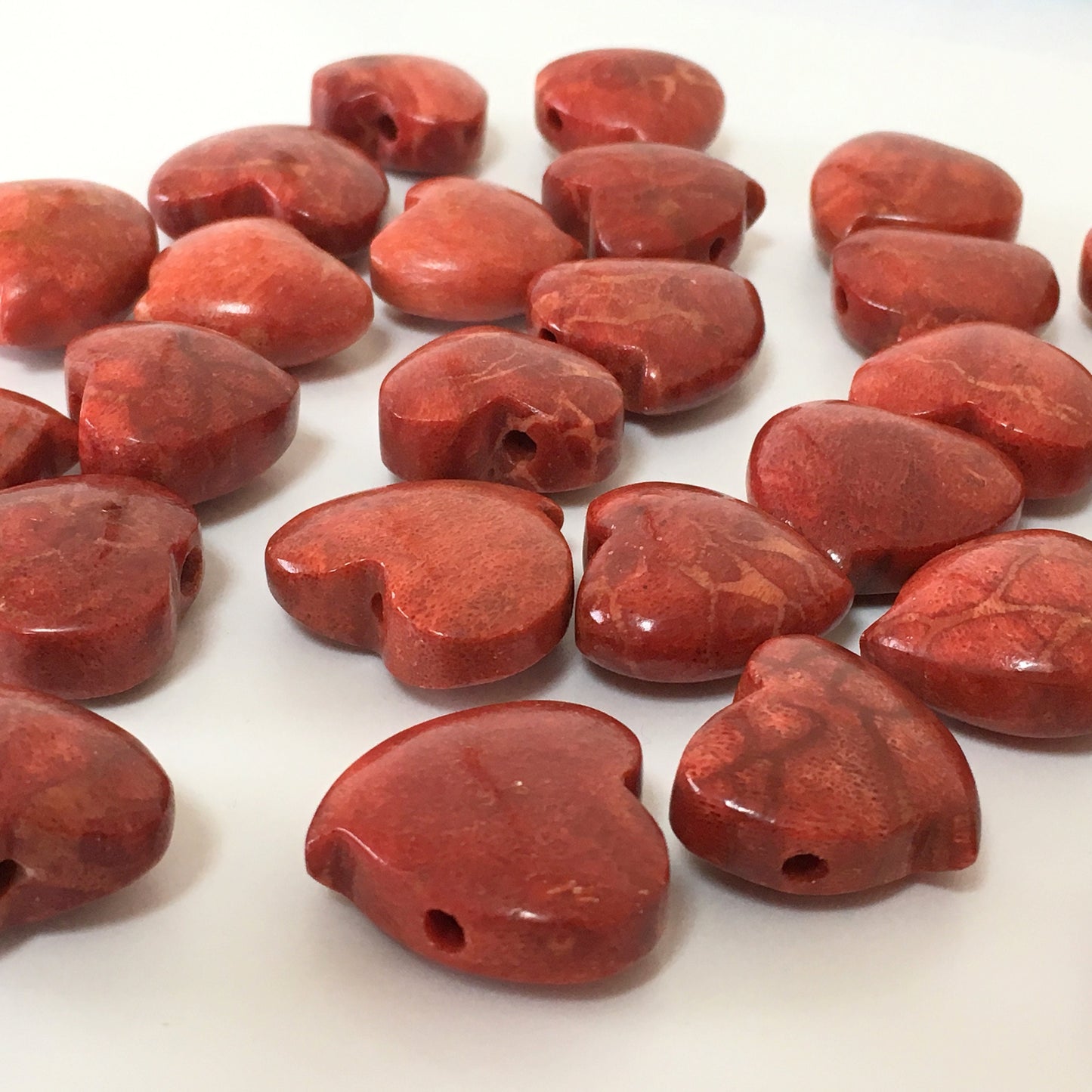 Natural sponge coral heart loose 6-8g, Apple coral heart loose, For jewelry making, Price per piece