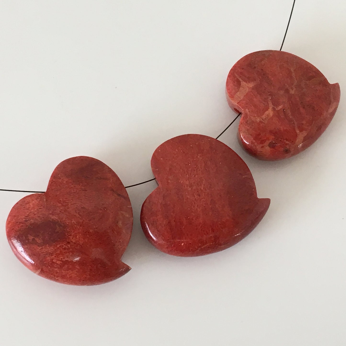 Natural sponge coral heart loose over 14g, over 35mm, Apple coral heart loose, For jewelry making, Price per piece