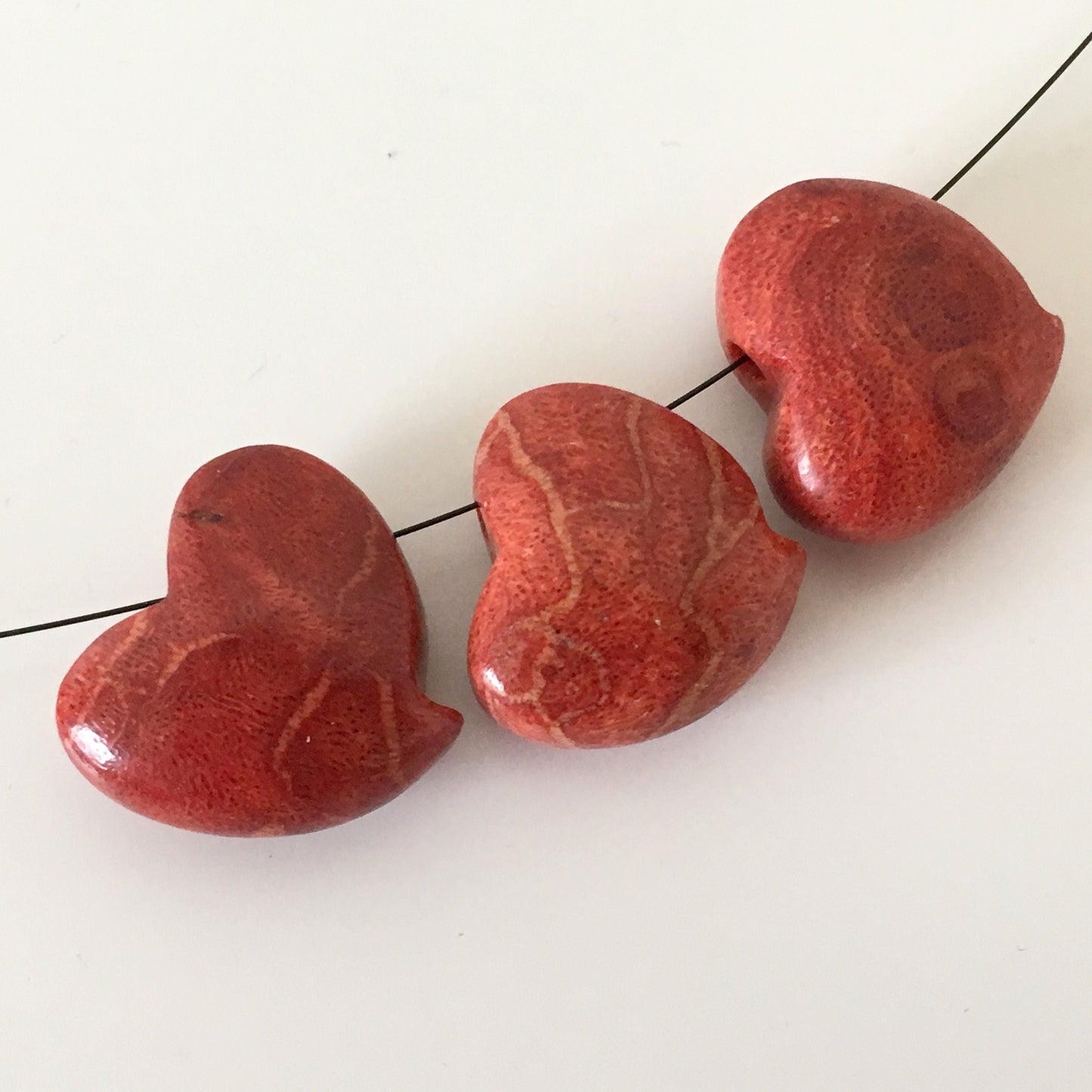 Natural sponge coral heart loose 6-8g, Apple coral heart loose, For jewelry making, Price per piece
