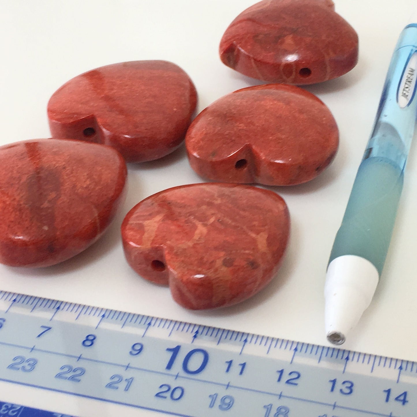Natural sponge coral heart loose over 14g, over 35mm, Apple coral heart loose, For jewelry making, Price per piece