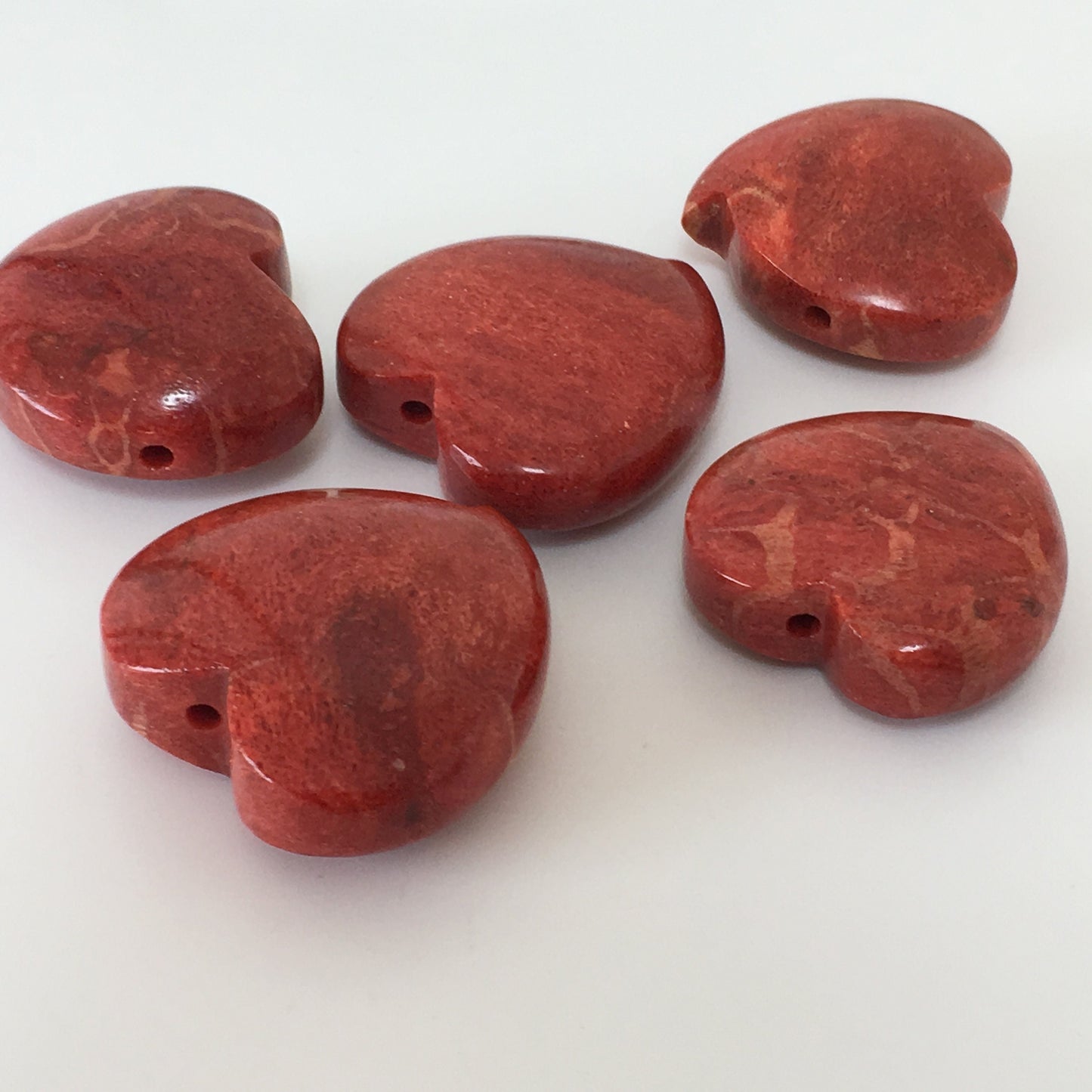 Natural sponge coral heart loose over 14g, over 35mm, Apple coral heart loose, For jewelry making, Price per piece