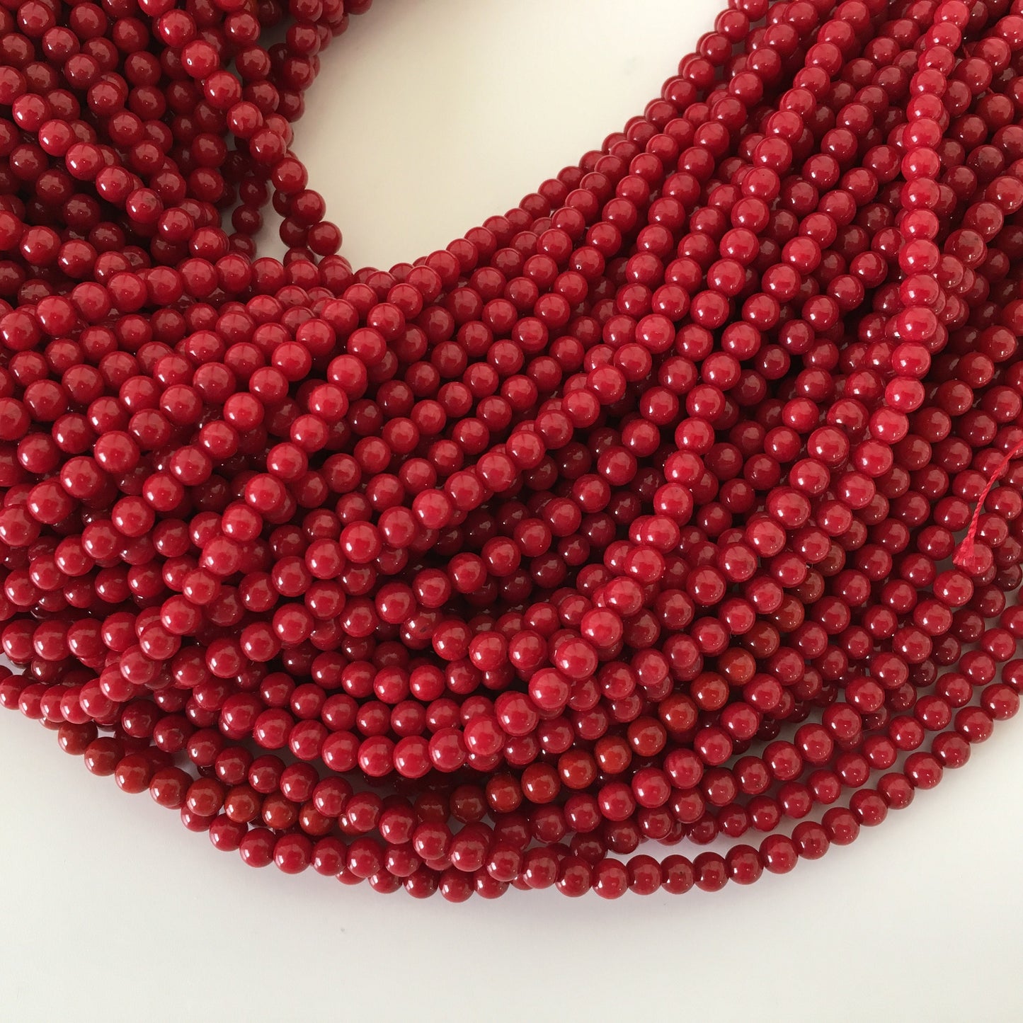 Red bamboo coral 4-4.5mm strands, 15.7inches, 40cm For jewelrymaking, Fine quality, price per strand (colored)