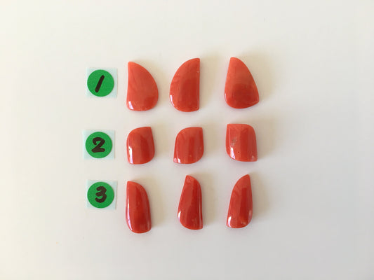 Natural red Mediterranean coral loose natural shape for a set of 3pcs, For jewelrymaking, Natural color