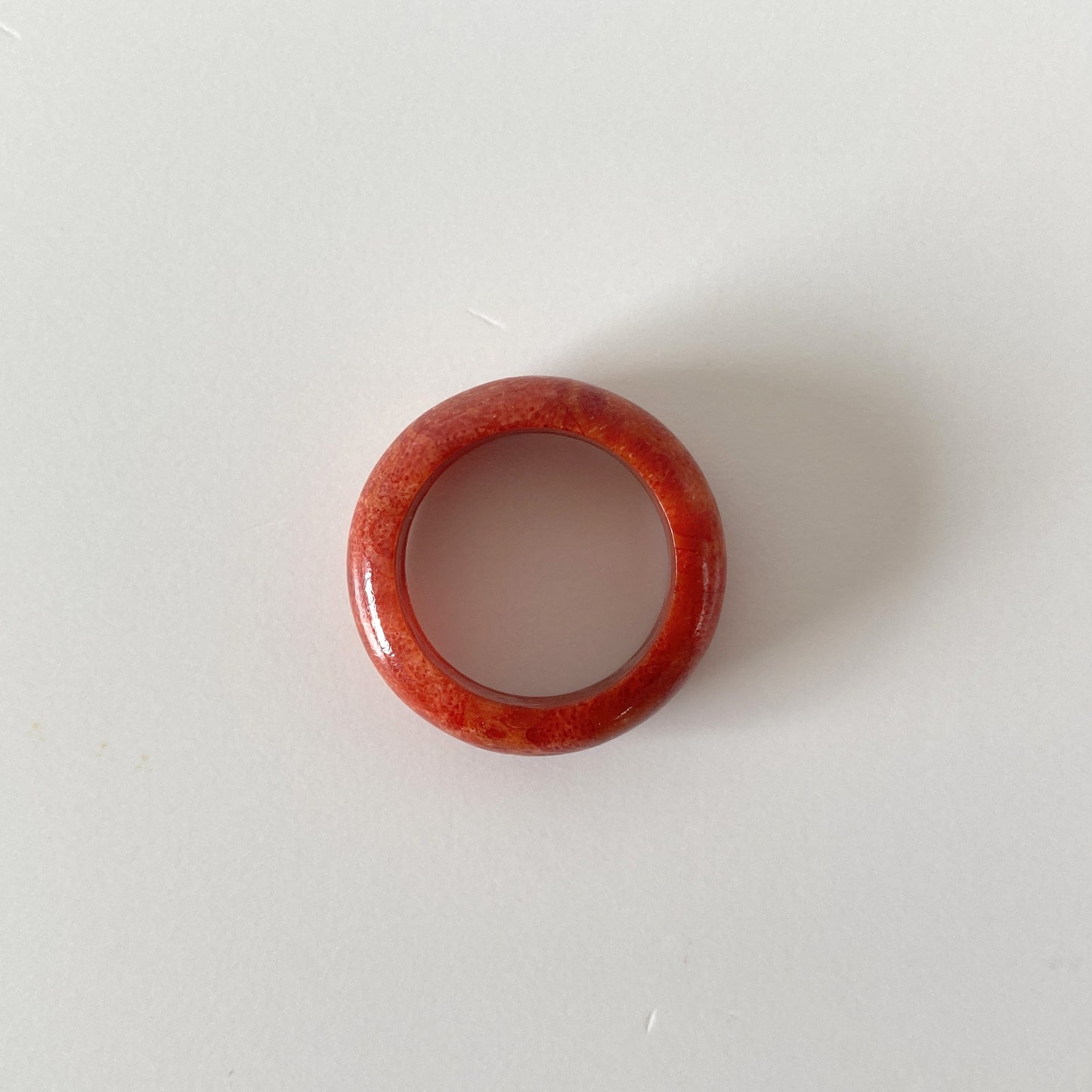 Natural Sponge Coral Half-Round Shape Ring, Stacking Ring, Solid Band Coral Ring with various Sizes, Some sizes are out of stock