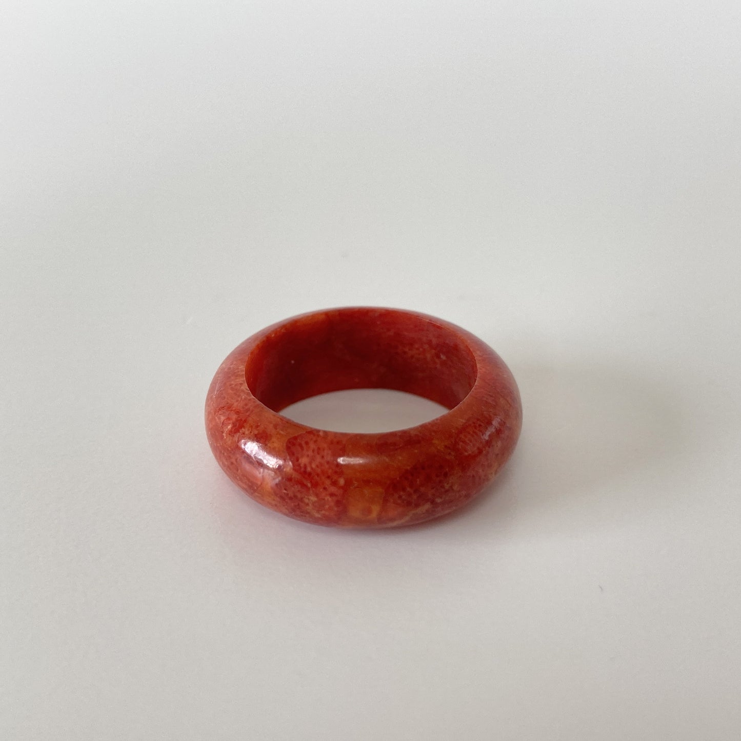 Natural Sponge Coral Half-Round Shape Ring, Stacking Ring, Solid Band Coral Ring with various Sizes, Some sizes are out of stock