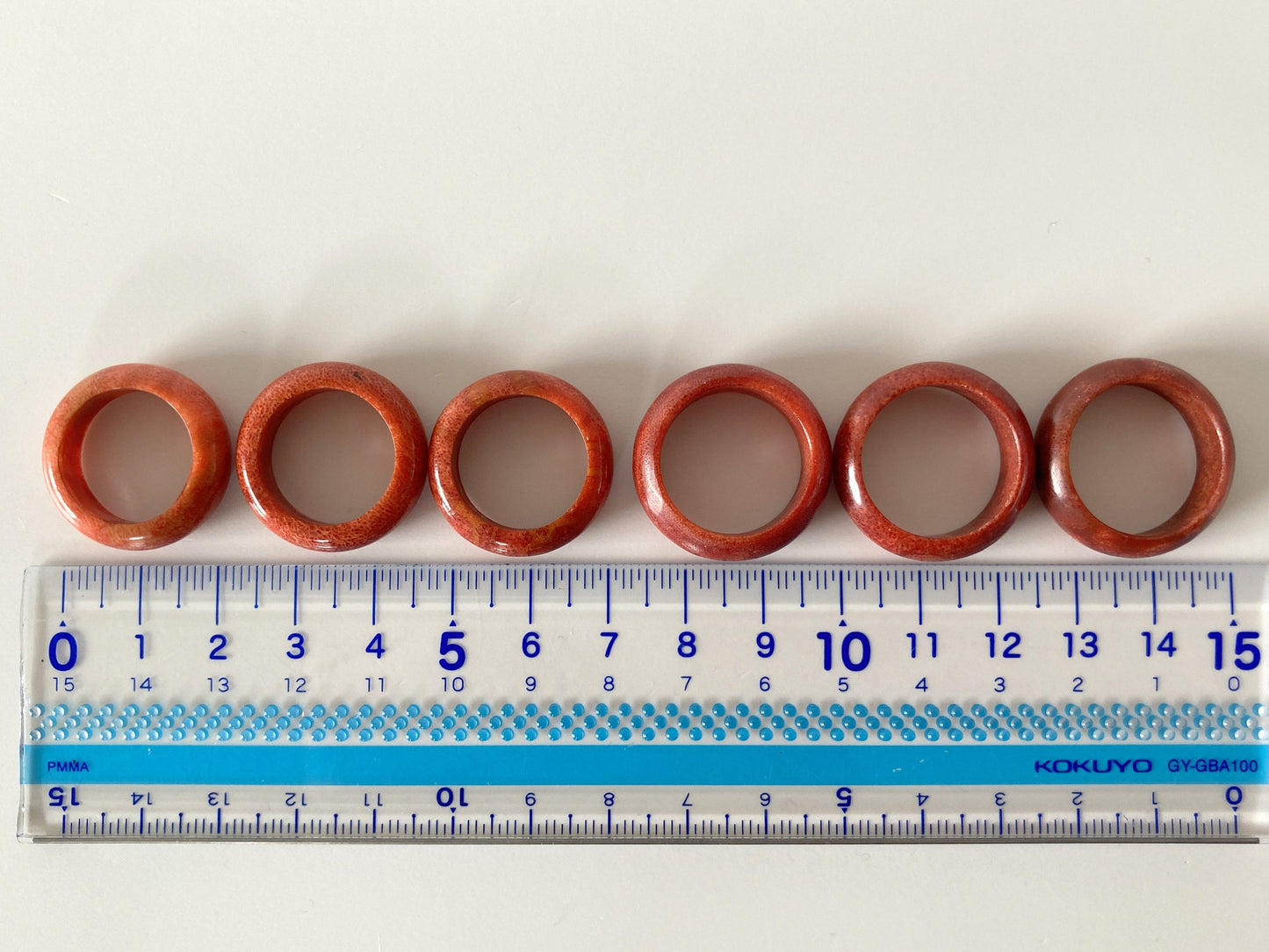 Natural Sponge Coral Half-Round Shape Ring, Stacking Ring, Solid Band Coral Ring with various Sizes, Some sizes are out of stock