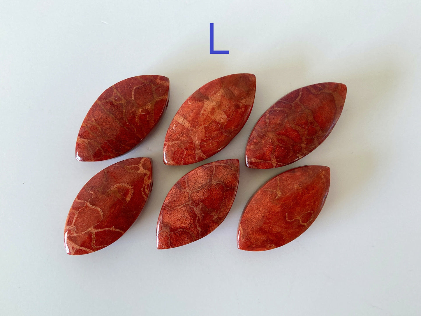 Natural sponge coral Marquise shape loose, Apple coral marquise loose, For jewelry making, Price per piece, full hole