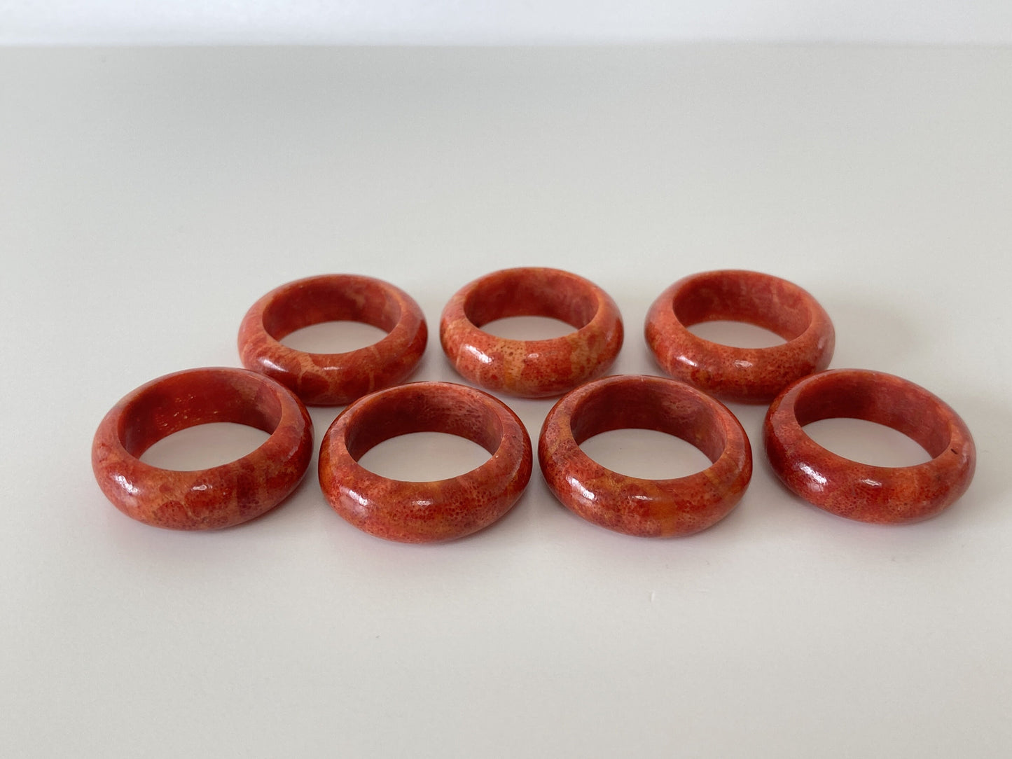 Natural Sponge Coral Half-Round Shape Ring, Stacking Ring, Solid Band Coral Ring with various Sizes, Some sizes are out of stock
