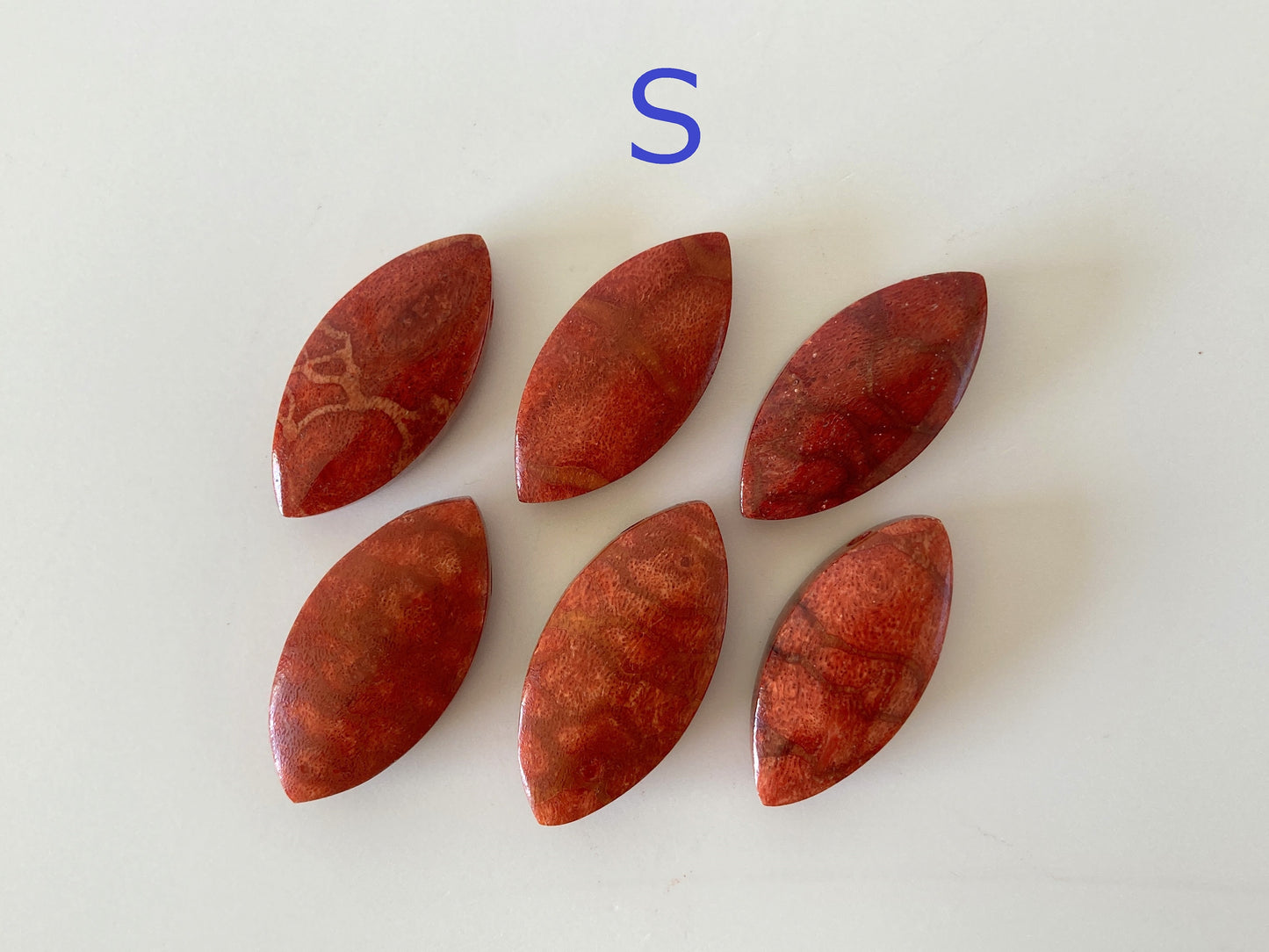 Natural sponge coral Marquise shape loose, Apple coral marquise loose, For jewelry making, Price per piece, full hole