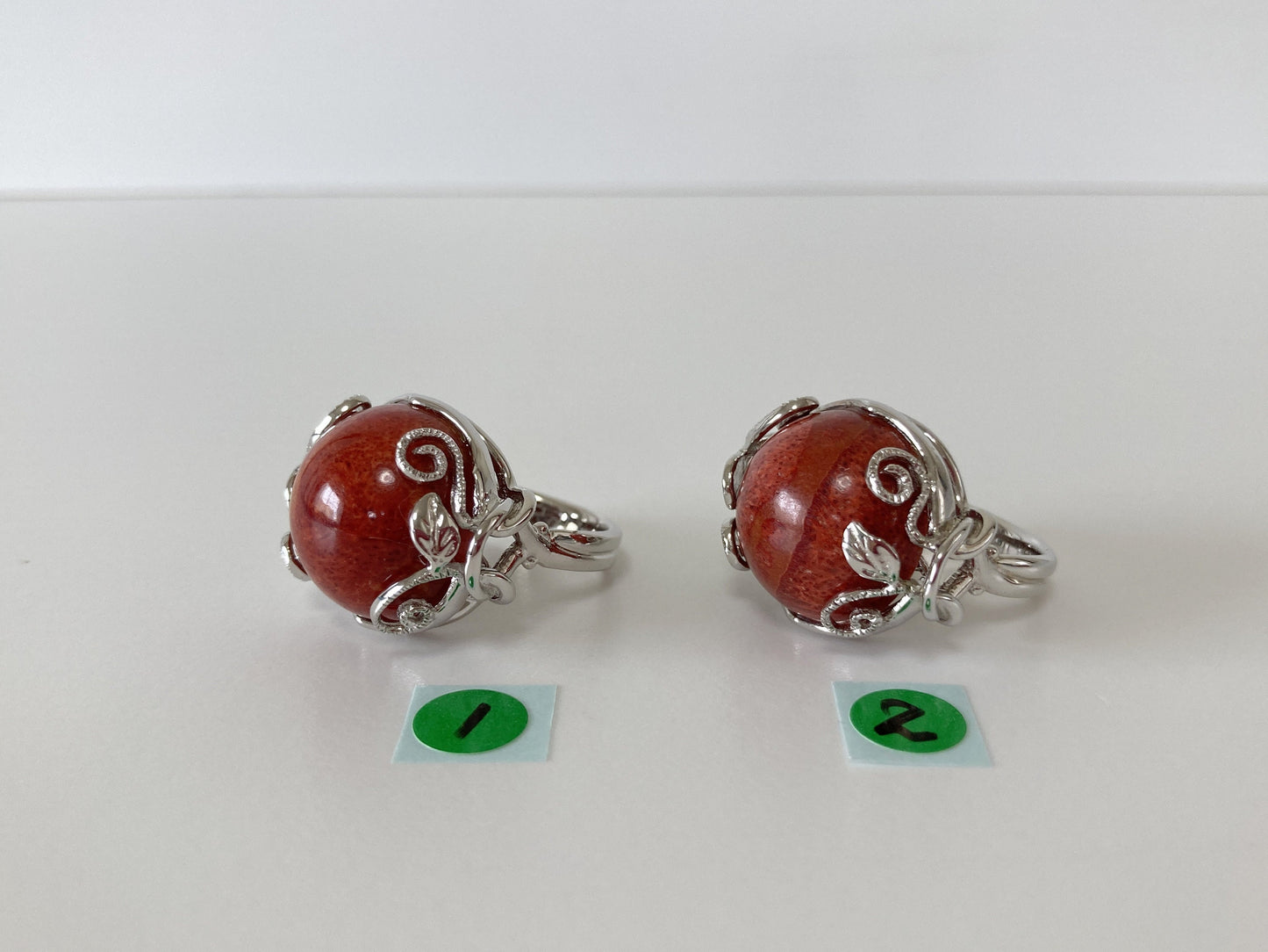 Natural sponge coral half circle silver ring,  size is Jp 11, US 6, UK L, IT 51