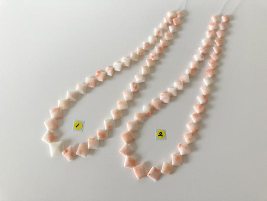 Natural Deep Sea Coral Square Shaped Strand, Pink/White Color Coral Strand for Jewelry Making, Natural Color, Rhombus Shaped, Genuine Coral