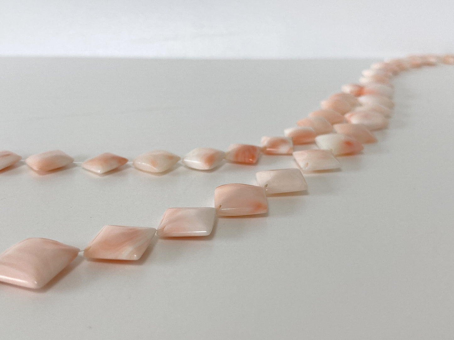 Natural Deep Sea Coral Strand: Pink White Square Beads for Jewelry Making (14.7-15in)
