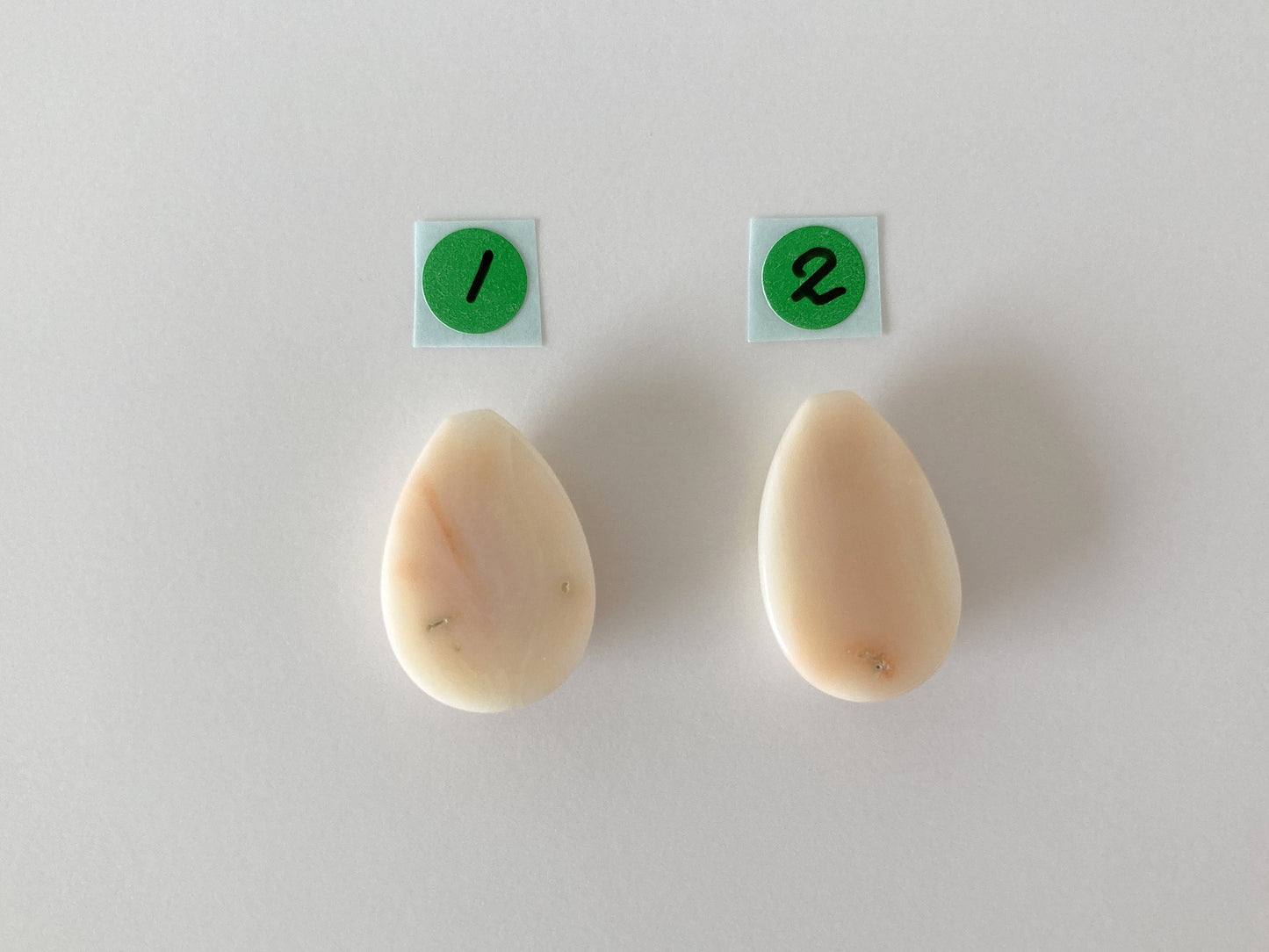 Natural Deep Sea Coral Teardrop Cabochon, Natural White/Pink Coral Teardrop Shape Loose, for Jewelry Making, Drilled Hole, Flat Back