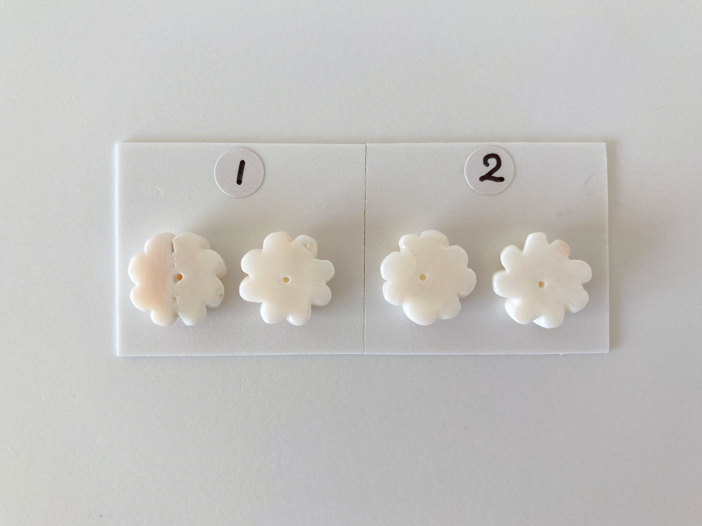 Natural deep sea coral Four leaf Clover loose for a pair, Very slightly Pink/White coral , Natural color coral, For Earrings/ Studs