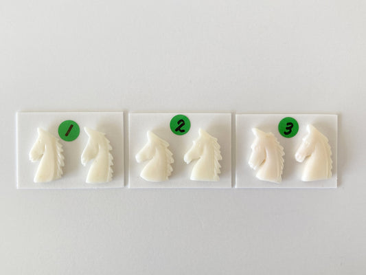 Natural White Coral Horse Carving Loose Pair, Natural White Color Coral, Carved on both sides , For Jewelry Making, Hand Carved, Hole on top