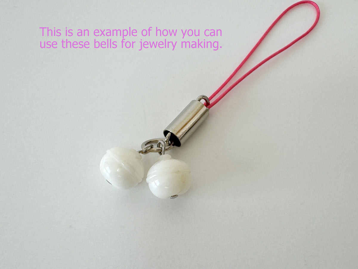 White Coral Bell Carvings: Japanese Style Bell Carving (Pair), Full Hole