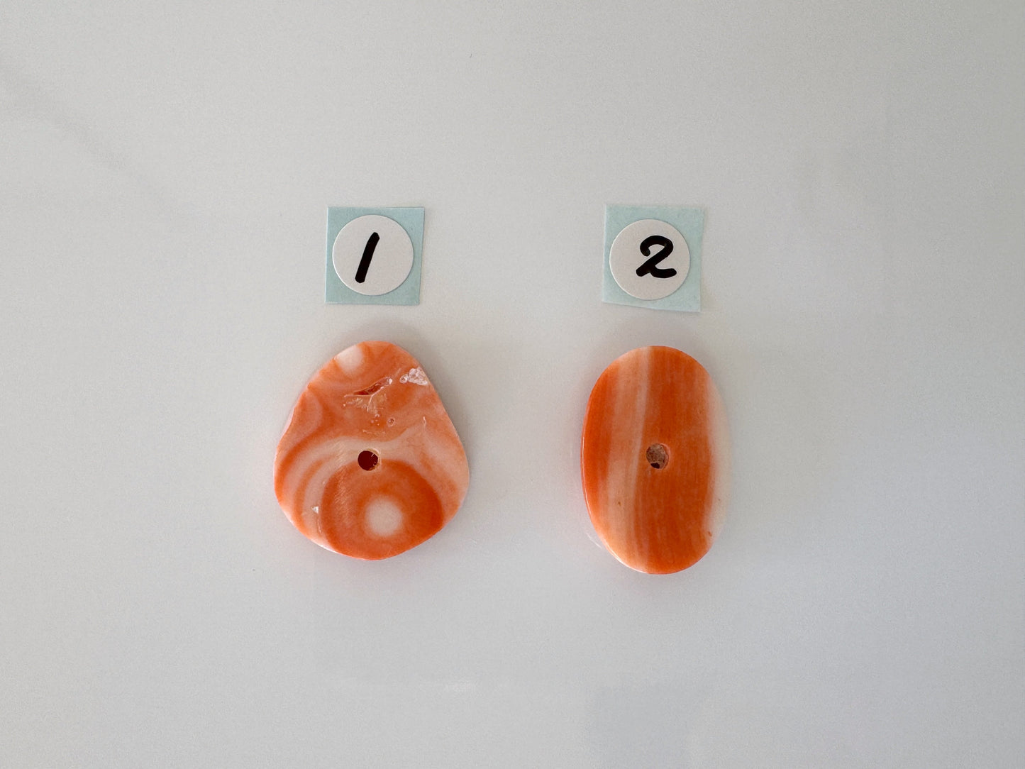 Natural Momo Coral Cabochon: Orange & White Gemstone