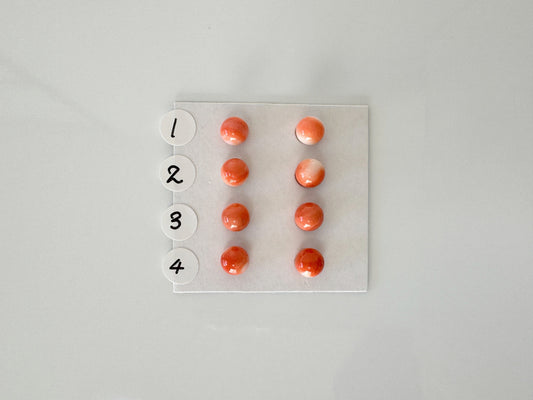 6-6.5mm Half Drilled Natural Momo Coral Round Loose, Orange coral, for earring sets, natural color, price per pair