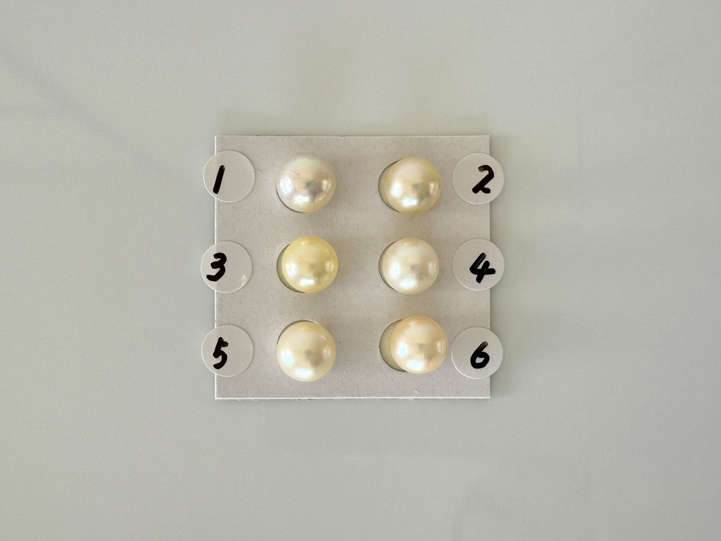 Japanese Cultured Akoya pearl 8.5mm, Natural Cream/Yellow Color, Half-Drilled Round loose, Price per Piecr, Salt water pearl