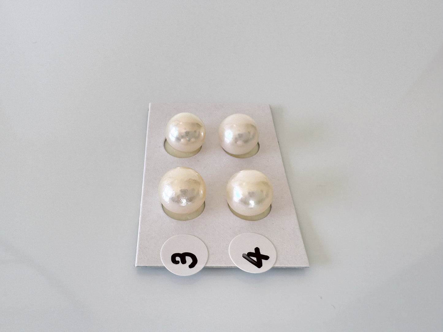 Japanese White Akoya Cultured Pearl 8.5-9mm, Genuine Akoya Pearl, Half-Drilled Round loose, Price per Pair, Salt water pearl